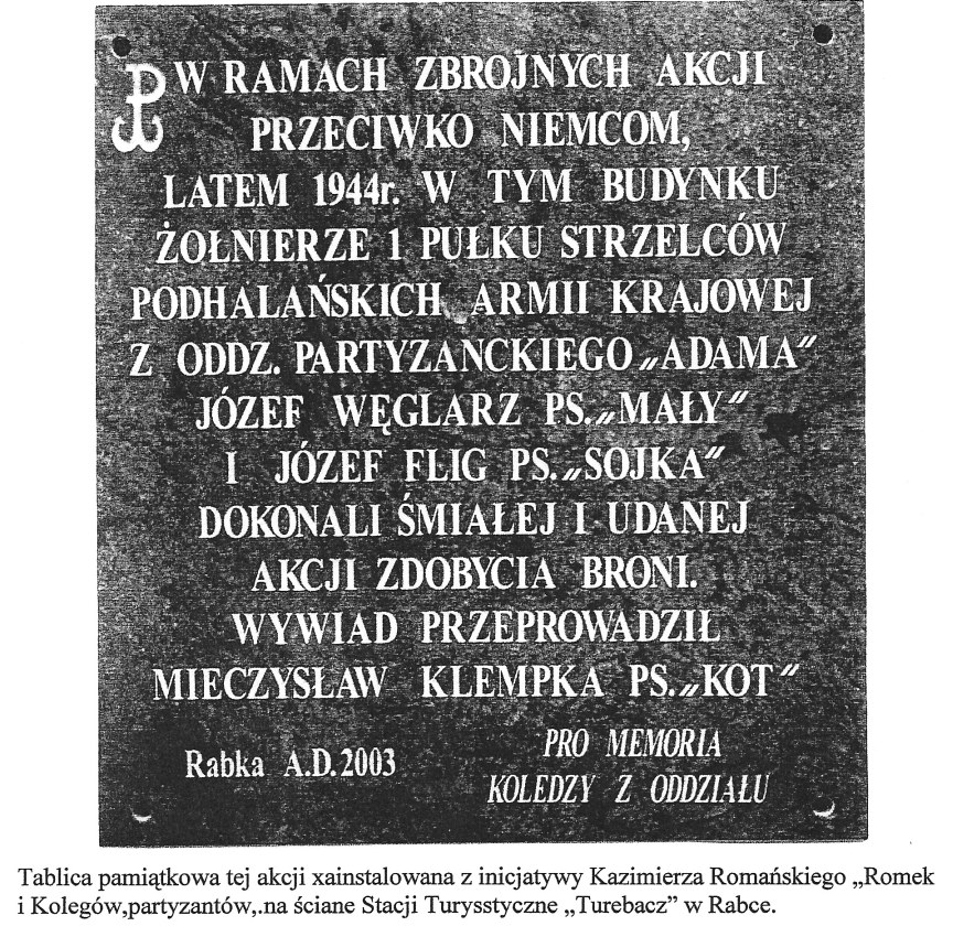 Image: 2003 Plaque Rembering TOURIST STATION TURBACZ  MSZYCA Raid Summer 1944